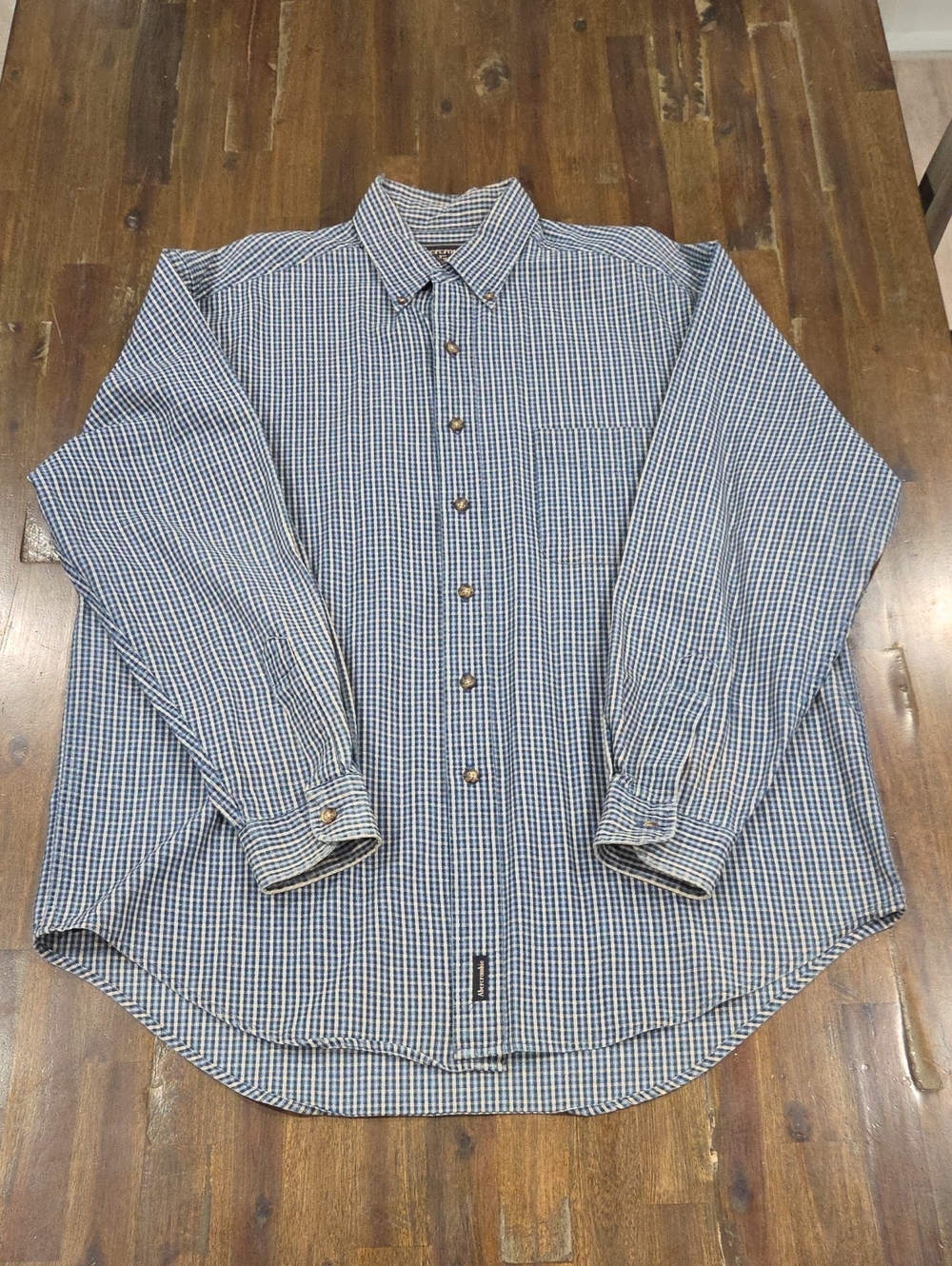 Abercrombie & Fitch Men's Navy and White Checked Button-Down Shirt